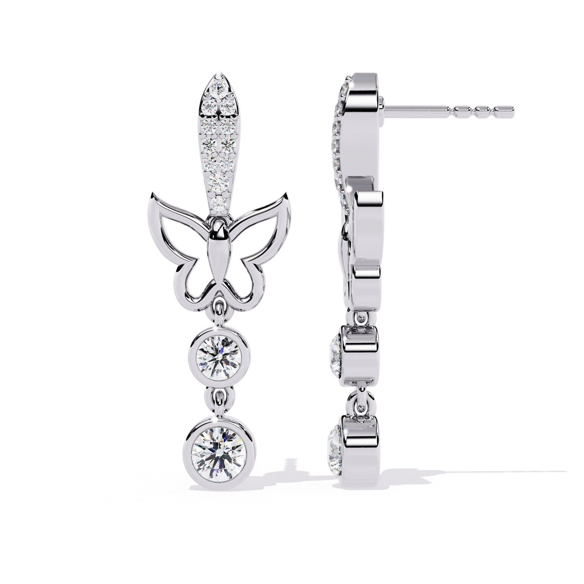 The Delphine Bezel Set Floating Studs 3 Earrings