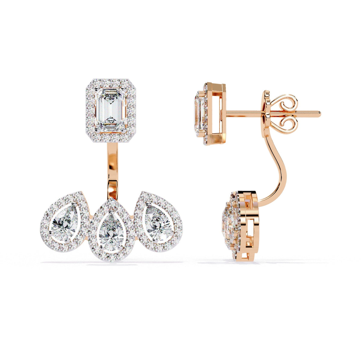 The Freya Baguette Drop 3 Earrings