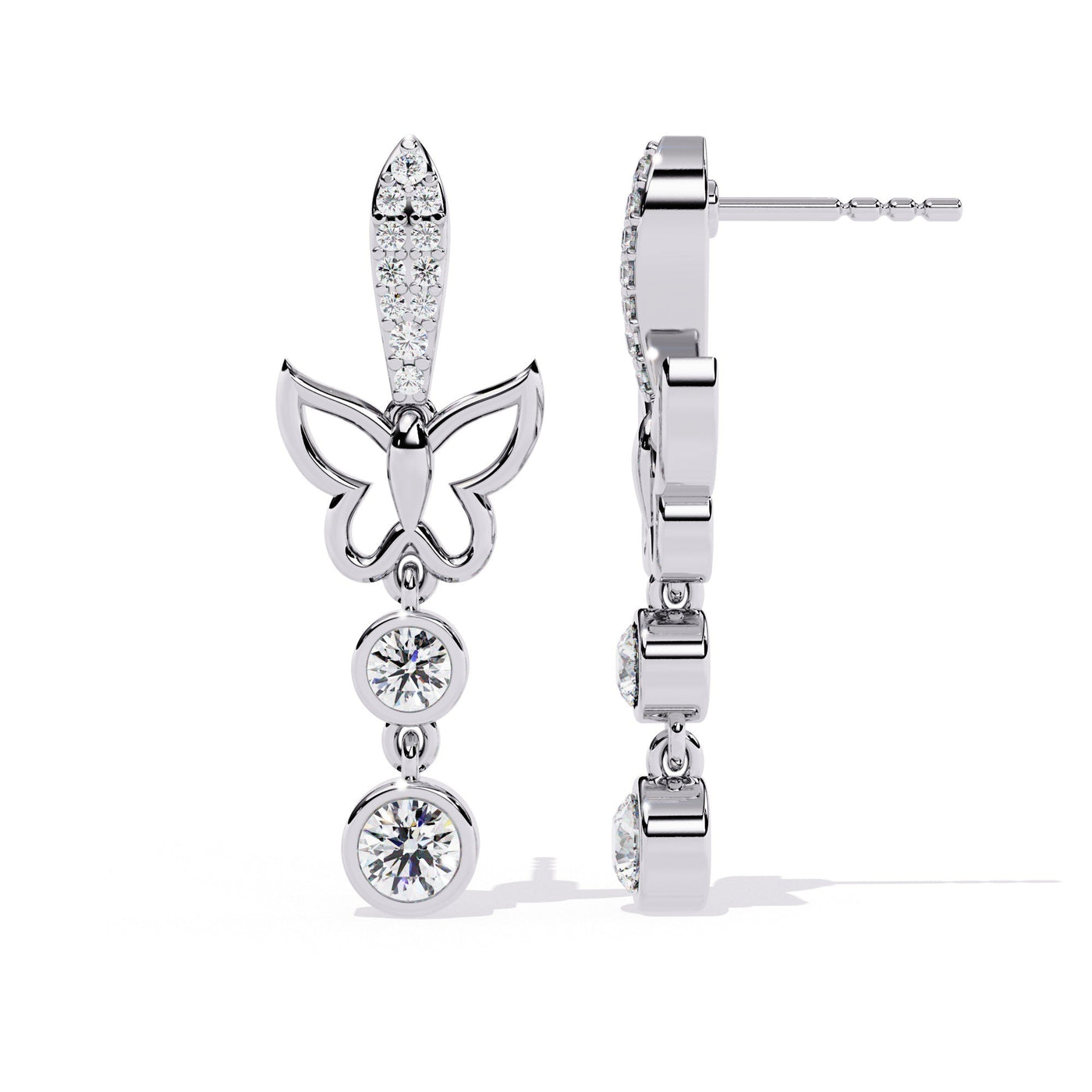 The Delphine Bezel Set Floating Studs 3 Earrings