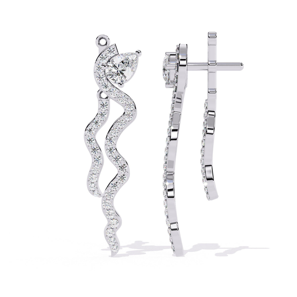 The Celeste Pear Halo Drop 3 Earrings