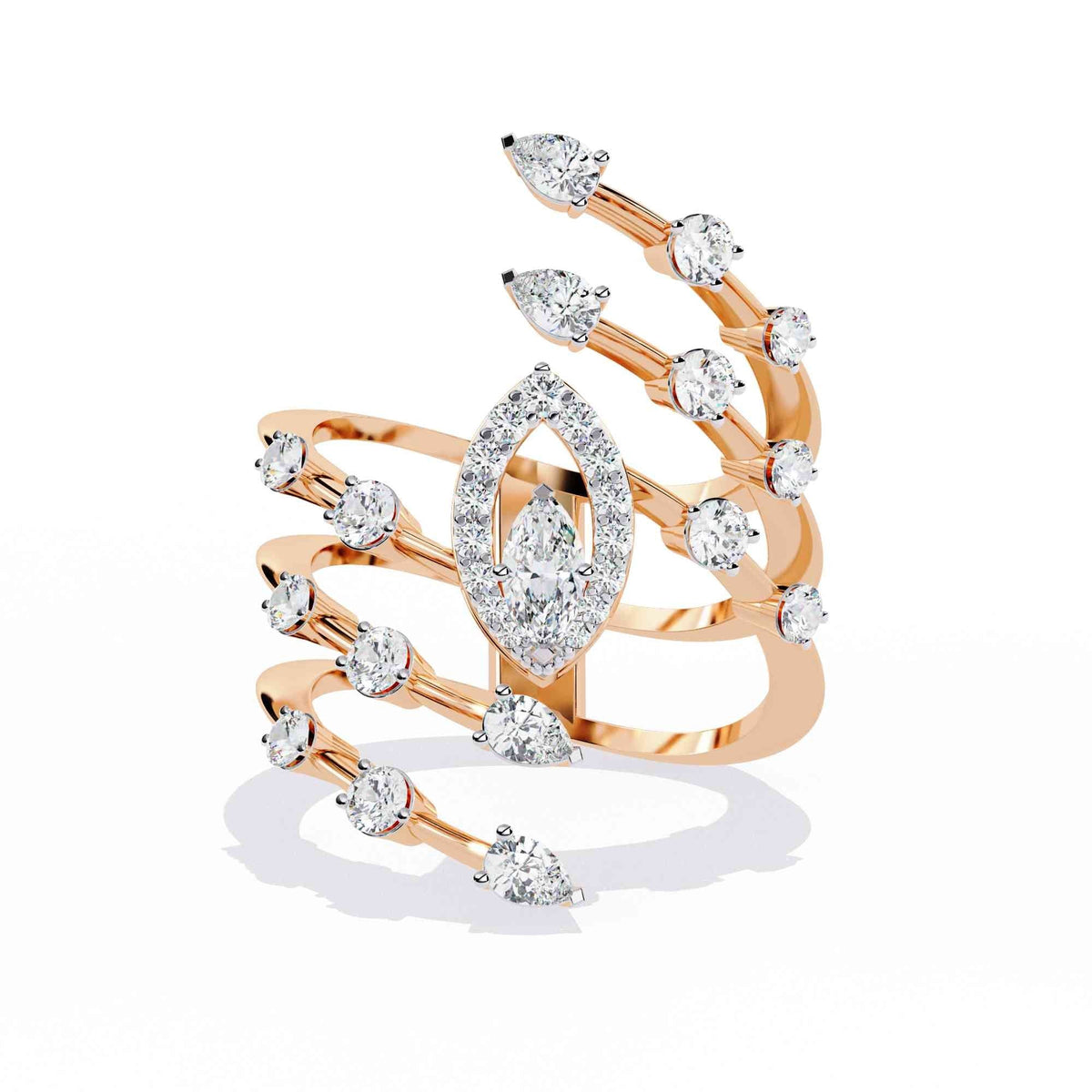 The Amira East-West Emerald Edition 13 Ring